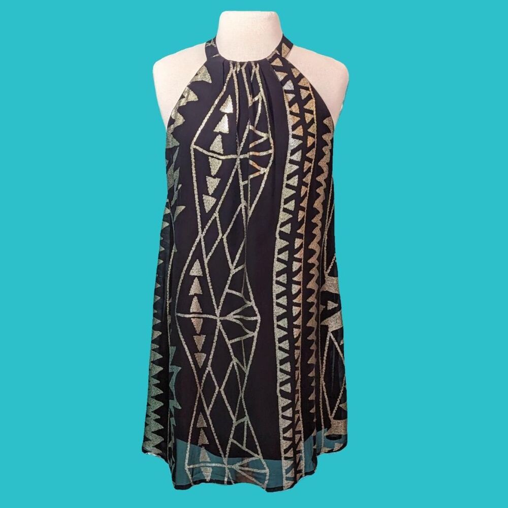 Unbranded Women's Black and Gold Dress